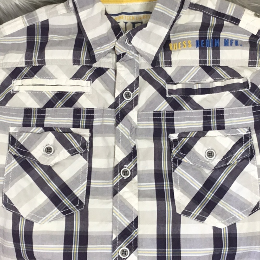 Guess vintage-look Button Down Plaid Shirt 12-14